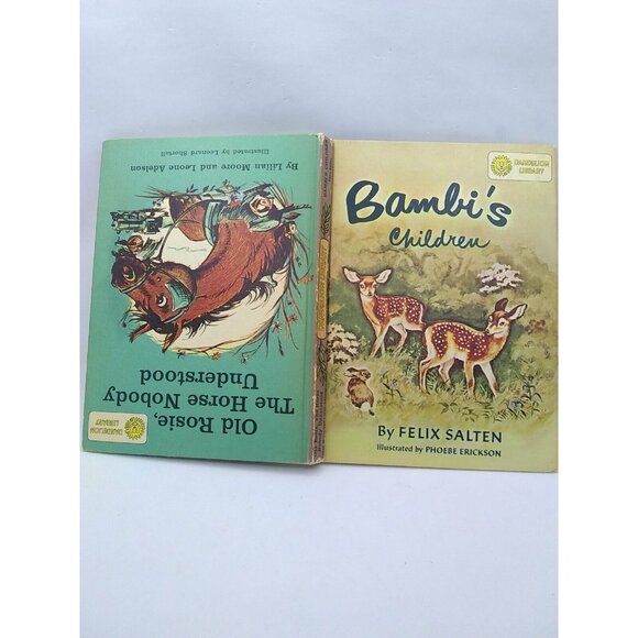 Vtg Dandelion Library double book Bambi's Children & Old Rosie stories HC - Picture 1 of 11